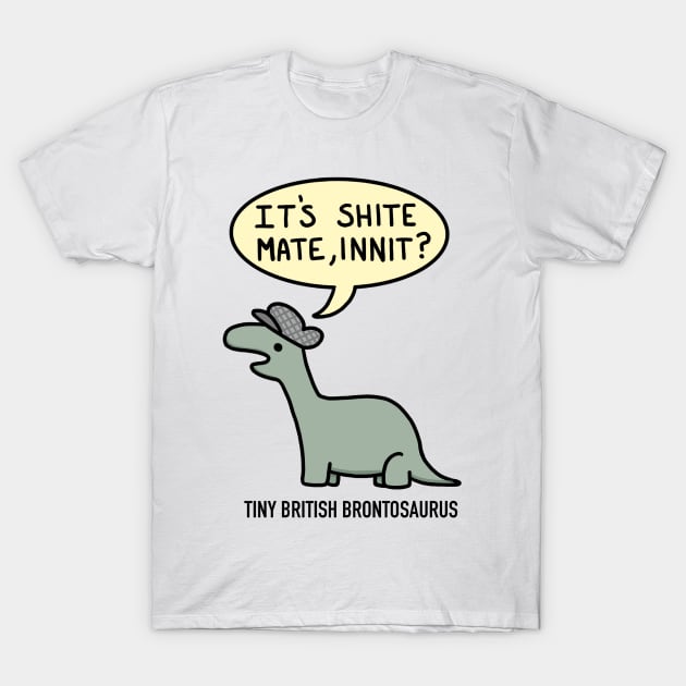 Tiny British Brontosaurus T-Shirt by Deliberately Buried